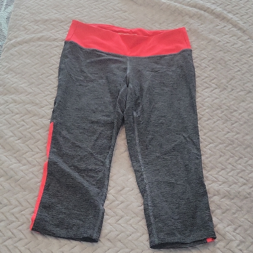 New Balance Gray and Pink Leggings Stretchy Performance Fit